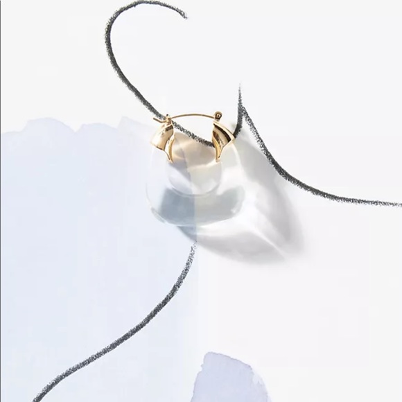 Anthropologie Resin Hoop Earrings Gold Baby Blue NEW - Picture 4 of 7